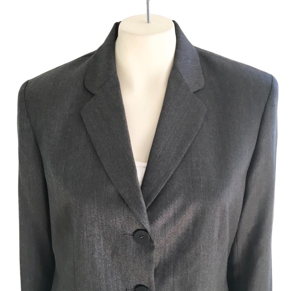 NWT VTG CHELSEA CAMBELL 100% Wool 3 Button Blazer in Charcoal Gray SZ 12